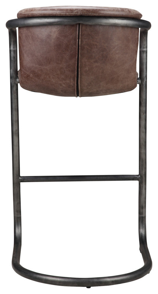 Freeman Barstool Grazed Brown Leather, Set of 2