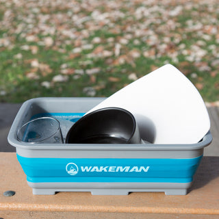 Wakeman 10L Collapsible Portable Camping Wash Basin, Blue