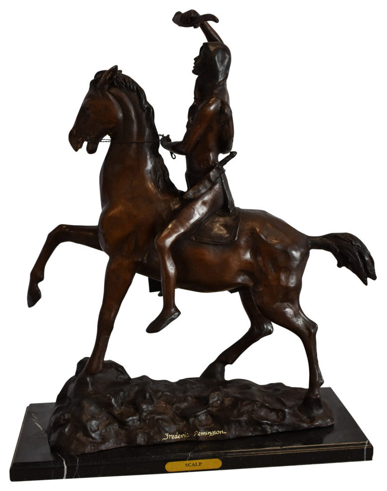 Remington Replica of The Scalp Bronze Statue 22" x 6" x 26"H