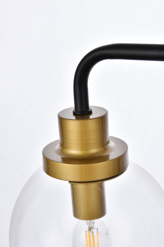 Helen 3-Light Bath Sconce, Black With Brass With Clear Shade