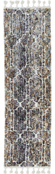 HomeRoots 5' x 8' Mocha Geometric Abstract Trellis Indoor Area Rug With Fringe