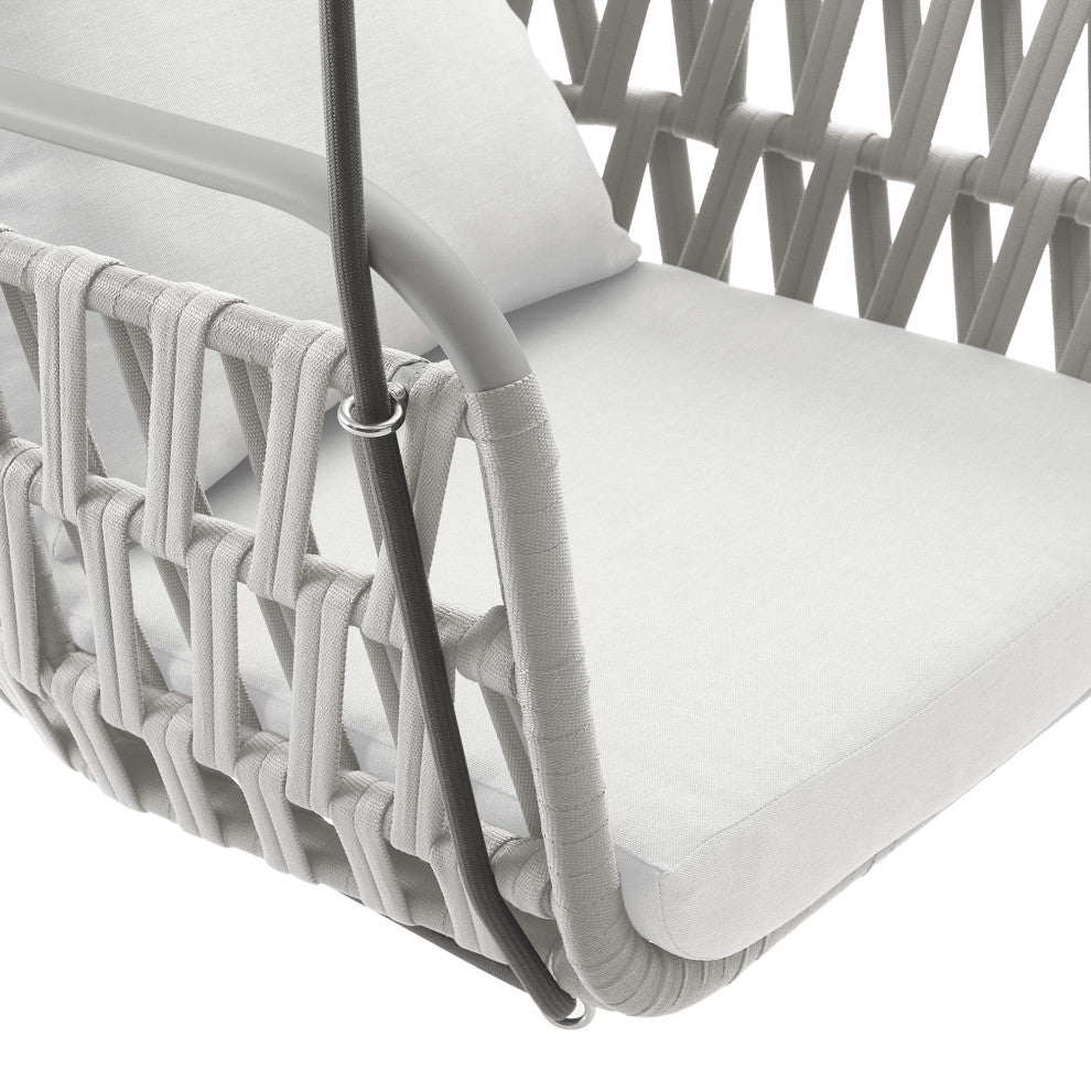 Kaliah Outdoor Patio Aluminum Swing Chair, Light Gray White