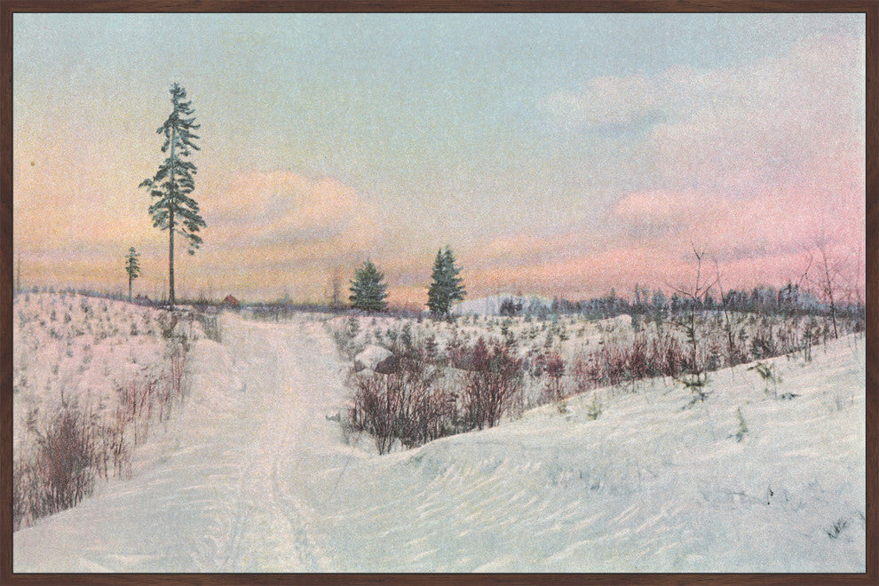 "Snow Scene" Floater Framed Painting Print on Canvas, 18"x12"