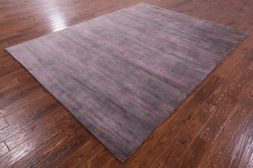 7' 10" X 10' 2" Wool and Silk Handmade Savannah Grass Rug Q11429