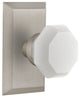 Studio Plate Passage Waldorf White Milk Glass Knob, Satin Nickel