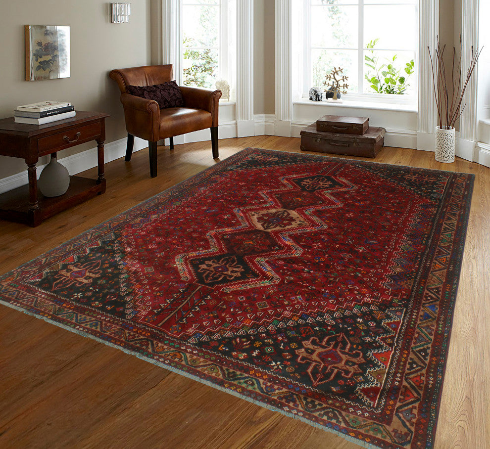 Fine Vintage Distressed P 545 Red Rug
