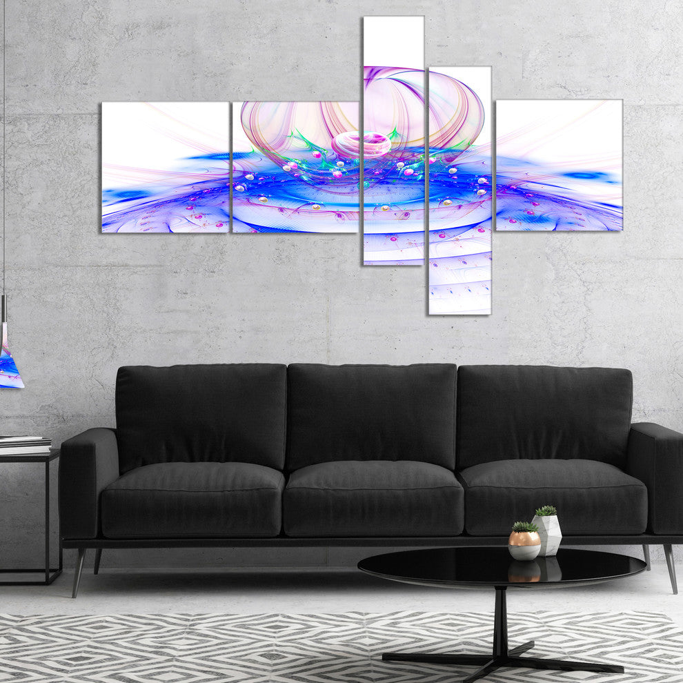 Spectacular Blue 3D Surreal Art, Floral Canvas Art Print, 60"x32", 5 panels
