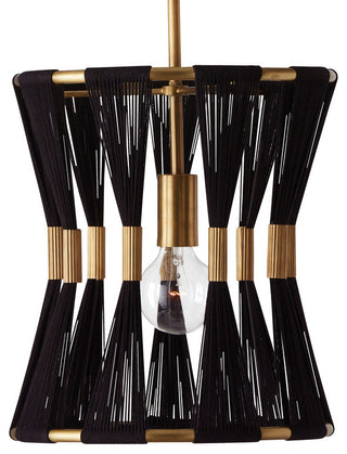 Capital Lighting 341111 Bianca 12"W Pendant - Black Rope / Patinaed Brass