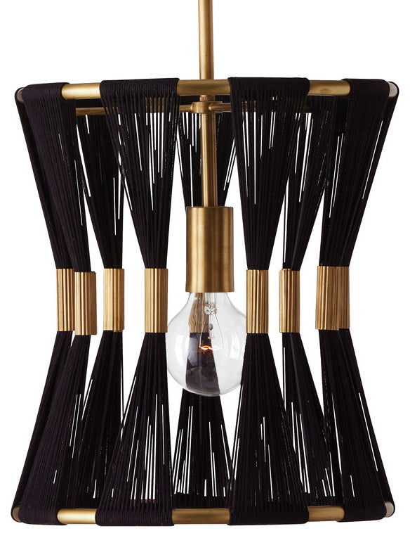 Capital Lighting 341111 Bianca 12"W Pendant - Black Rope / Patinaed Brass