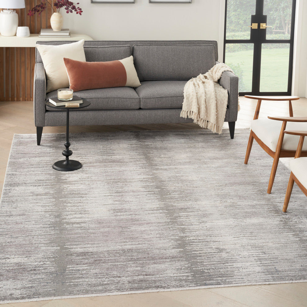 Nourison Abstract Hues 8'6" x 11'4" Grey White Modern Indoor Area Rug