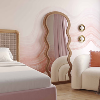 Rhodes Velvet Floor Mirror, Cinnamon