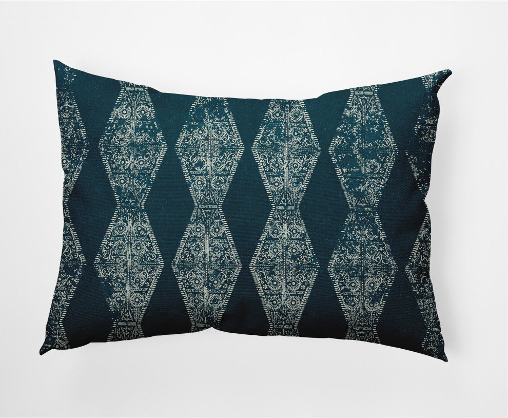 Pyramid Stripe Decorative Lumbar Pillow, Teal, 14x20"