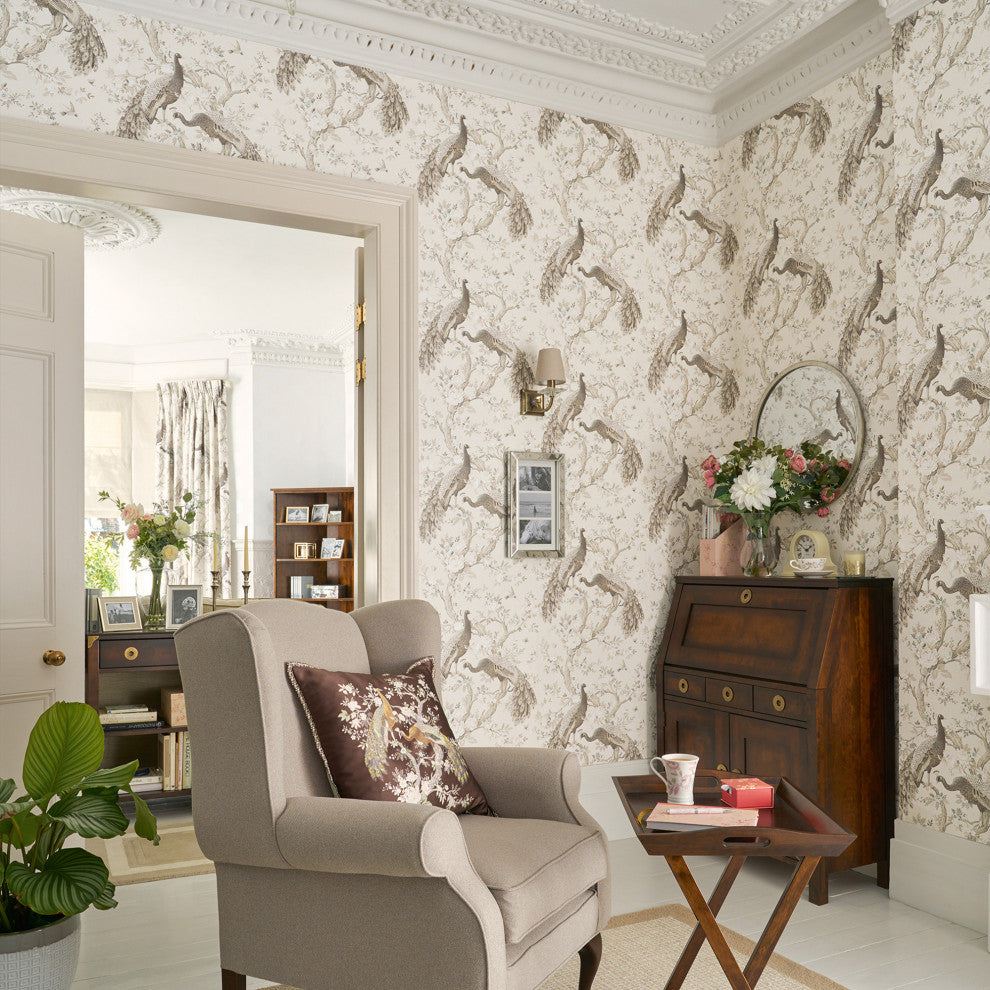 Laura Ashley Belvedere Wallpaper, Soft Truffle