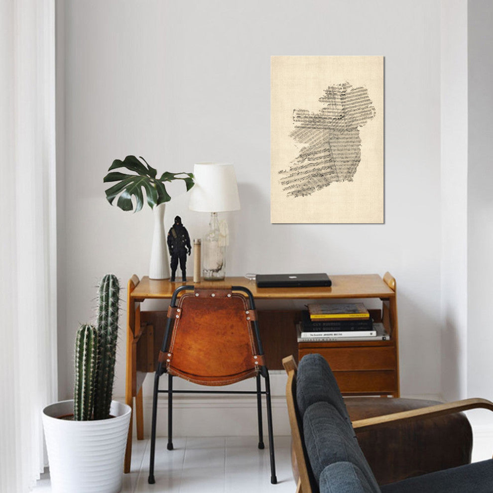"Ireland Sheet Music Map" by Michael Tompsett, Canvas Print, 18x12"