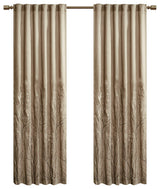 Madison Park Andora Embroidered Branches Faux Silk Window Panel, Blue, Tan, 95"