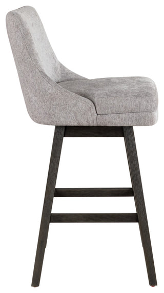 Branson Gray Solid Wood 30" Swivel Barstool, Gray Fabric, Set of 2