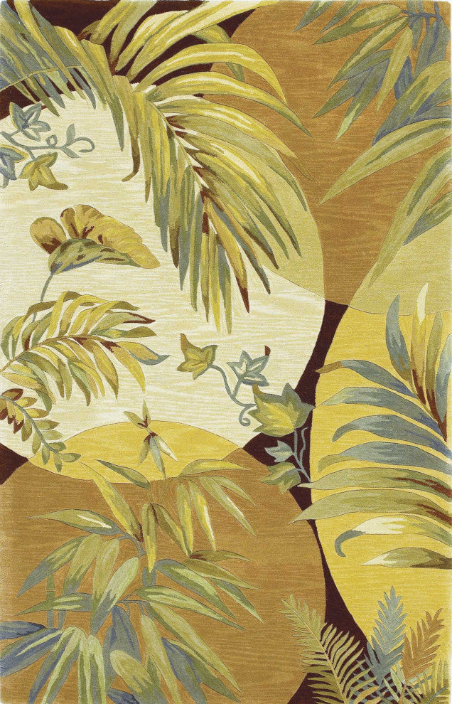 HomeRoots 8' x 11' Wool Beige With Greenery Area Rug
