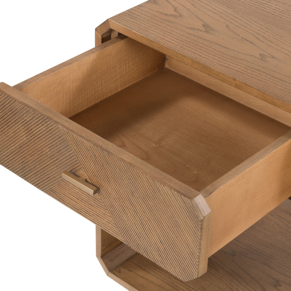 Caspian Nightstand-Natural Ash Veneer