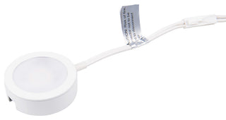 LED Puck Light, White, Single 6" Lead Wire/6' Power Cord