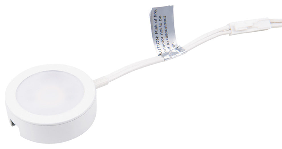 LED Puck Light, White, Single 6" Lead Wire/6' Power Cord