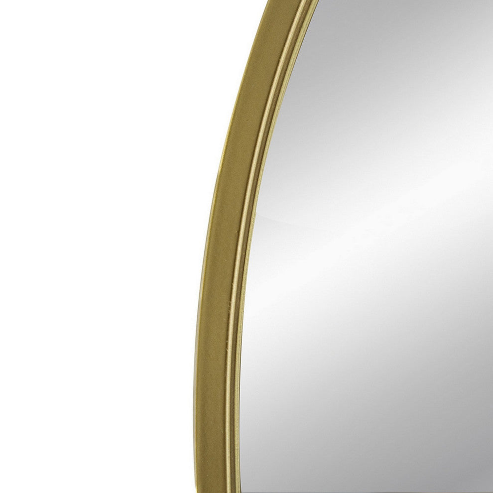 Cod 36 Inch Wall Mounted Mirror, Wide Arched Design Gold Metal Frame