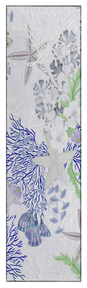 Indoor/Outdoor Seabreeze SZ1 Lavender Machine Washable 2'3" x 7'6" Runner Rug