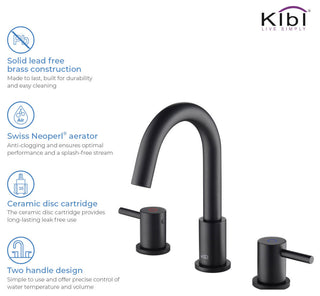 Circular Widespread Sink Faucet With Pop-Up Drain, Matte Black