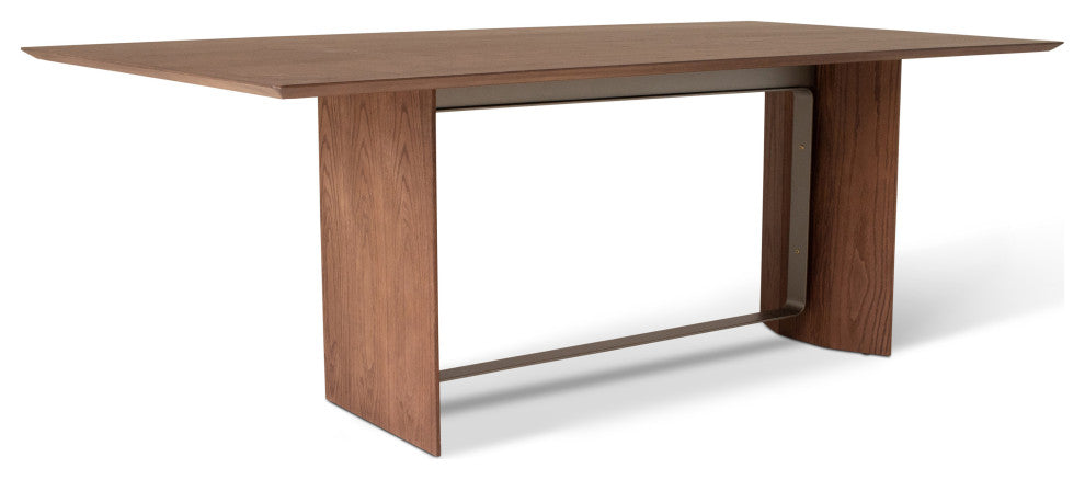 Modern Brazilian, Jordania, Dining Table, Nogal Frame, Titanium Metal Accent