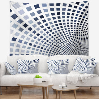 Blue Square Pixel Mosaic Illustration Abstract Wall Tapestry, 92"x78"