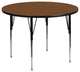 42'' Round Oak HP Laminate Activity Table, Standard Height Adjustable Legs
