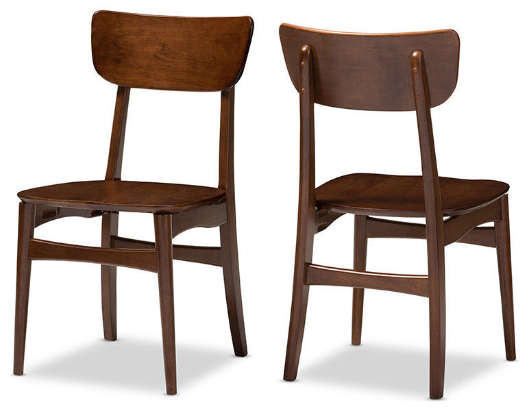 Netherlands Mid-Century Dark Walnut Bent Wood Dining Side Chair, Set of 2