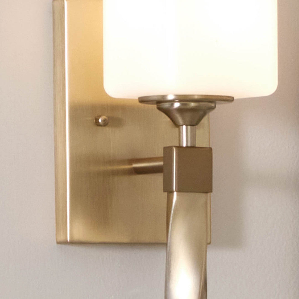 Marette 5" 1 Light Sconce, Satin Etched Opal Glass, Champagne Bronze