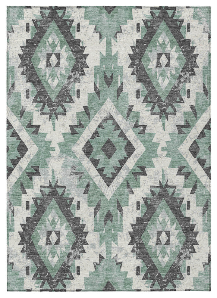 Machine Washable Indoor/Outdoor Chantille ACN1878 Teal 9' x 12' Rug
