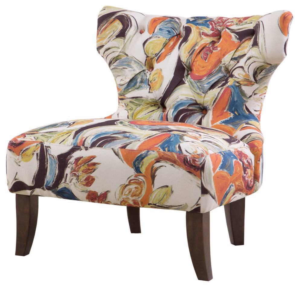 Madison Park Erika Hourglass Tufted Armless Chair, Multi, Abstract