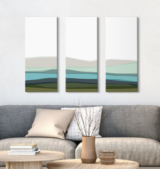 Blue Lake Canvas Art Set by The Creative Bunch Studio, Assorted 3 Piece 12x28