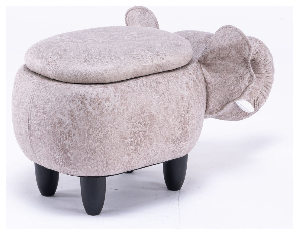 Gray Elephant Shaped Storage Ottoman