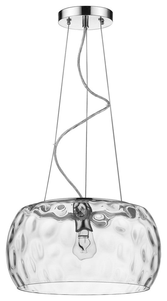 Mystere 1-Light Polished Chrome Pendant With Dimpled Glass Shade