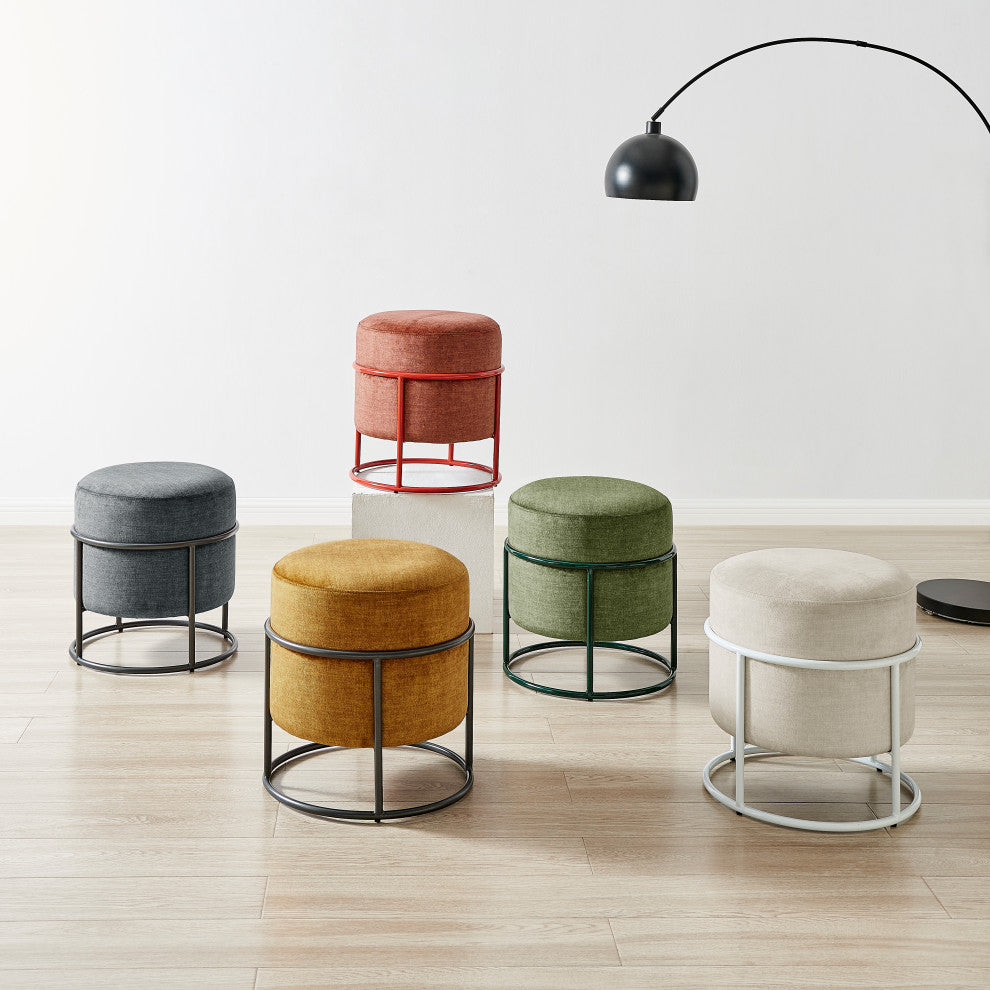 Ophelia Velvet Round Ottoman, Padburry Cream