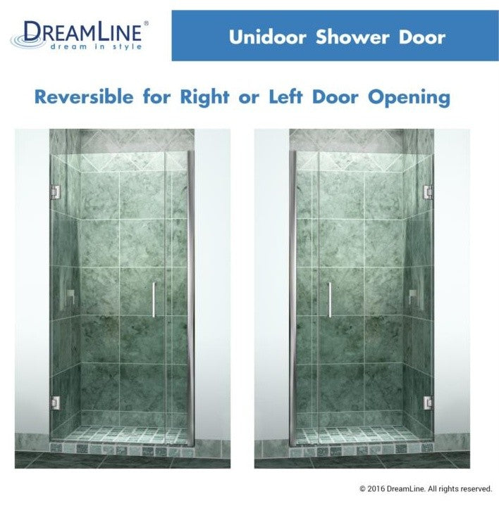 DreamLine Unidoor Frameless Hinged Shower Door, Oil Rubbed Bronze, 30"-31"