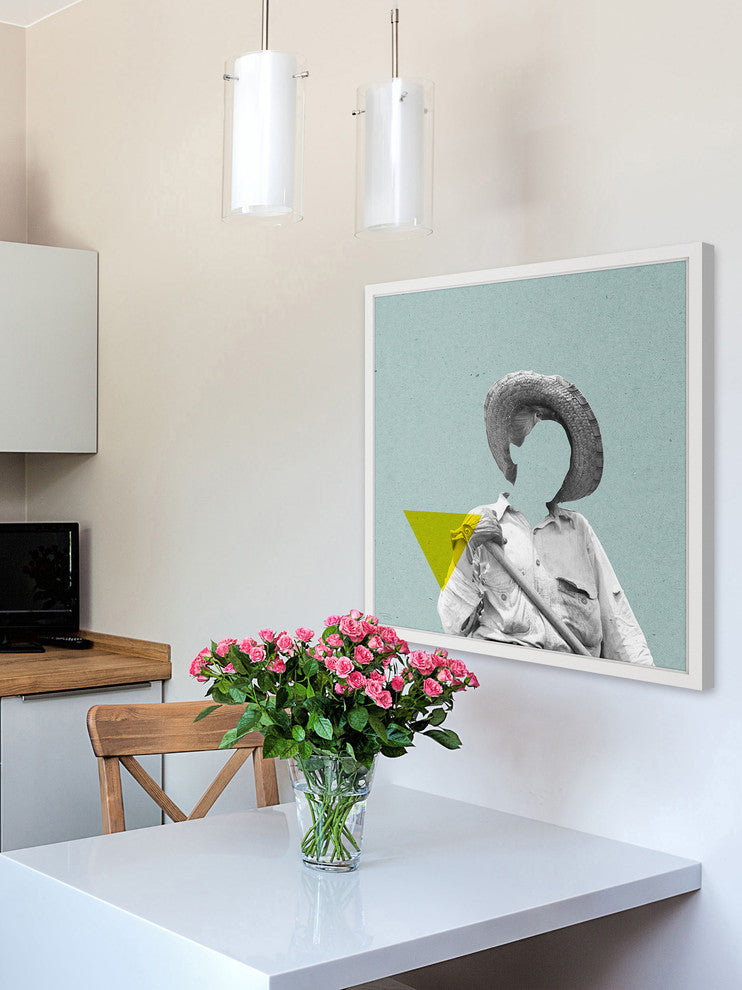Marmont Hill, "No Face Azul II" by Bengoa Vazquez Framed Painting Print, 32x32