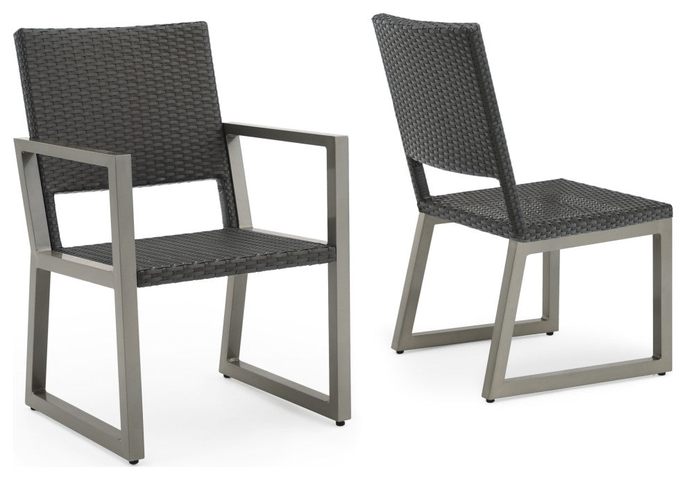 Milo Espresso 9 Piece Sunbrella Outdoor Patio Dining Set, Sunset Red