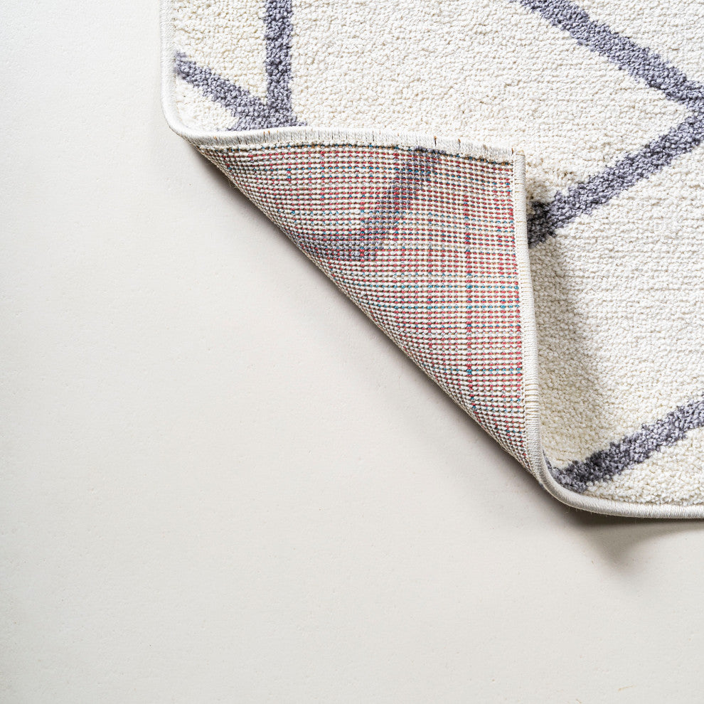 Cole Minimalist Diamond Trellis Light Gray/White 2'x10' Runner Rug