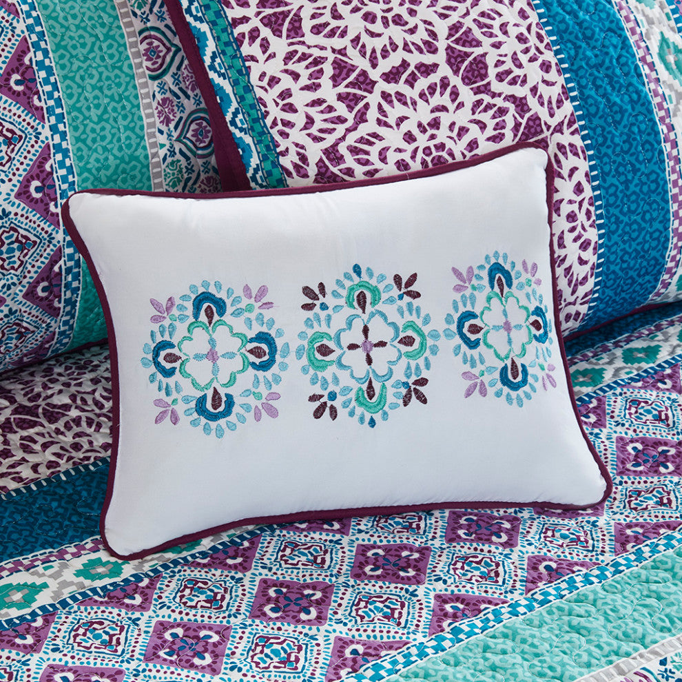 Intelligent Design Joni 6 Piece Boho Reversible Daybed Set, Purple