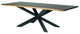 Couture 96-inch Dining Table in Seared Oak and Matte Black Base
