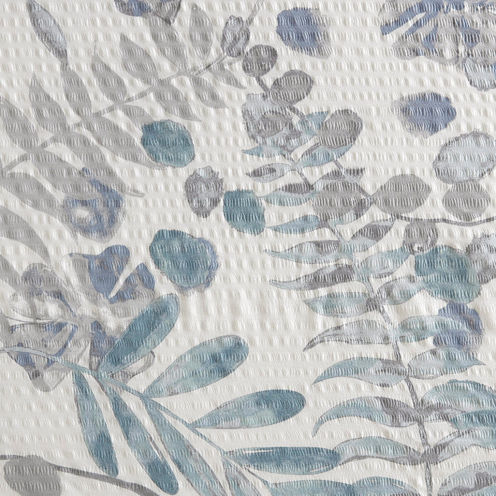 Madison Park Bonnie Printed Seersucker Shower Curtain, Blue