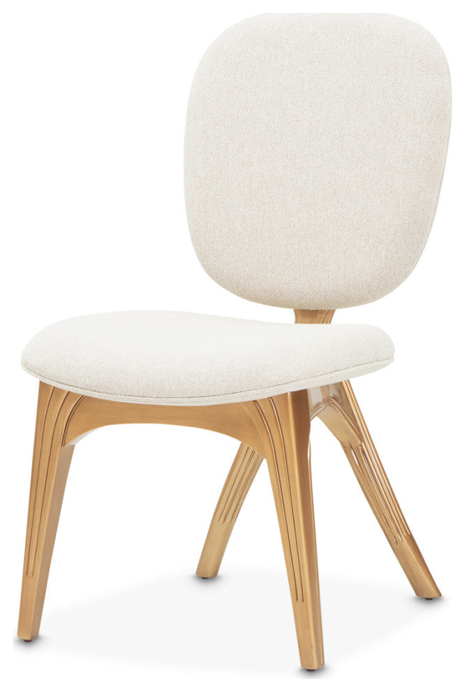 Camellia Field Vanity Chair, Linen/Antique Gold
