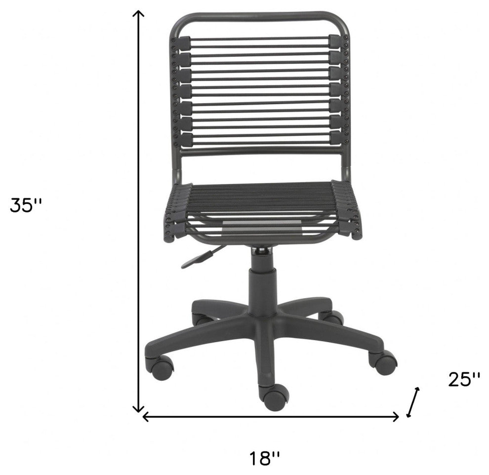 Black Adjustable Height Swivel Bungee Rolling Office Chair