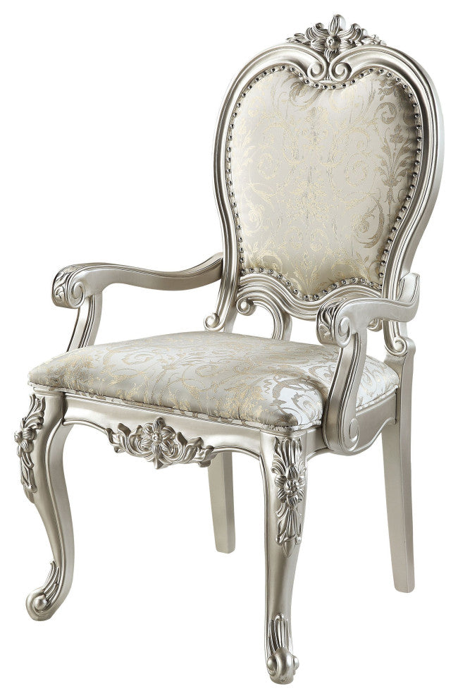 Bently Arm Chairs, Set of 2, Fabric and Champagne Finish
