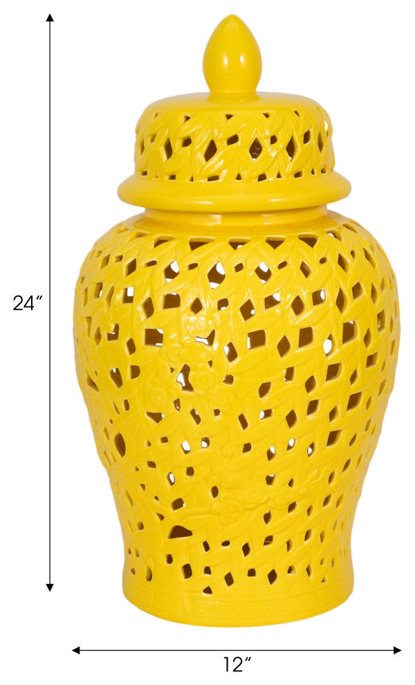 Pierced Yellow Temple Jar 24"