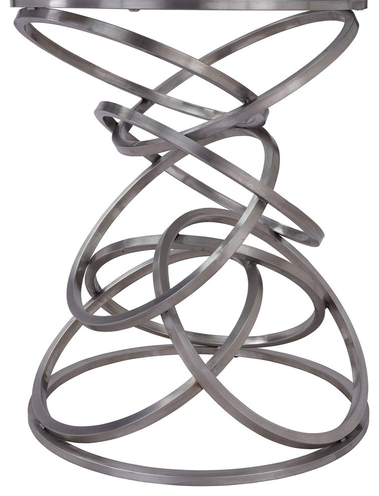 Wendy  Dining Table in Brushed Stainless Steel Finish and Clear Glass top